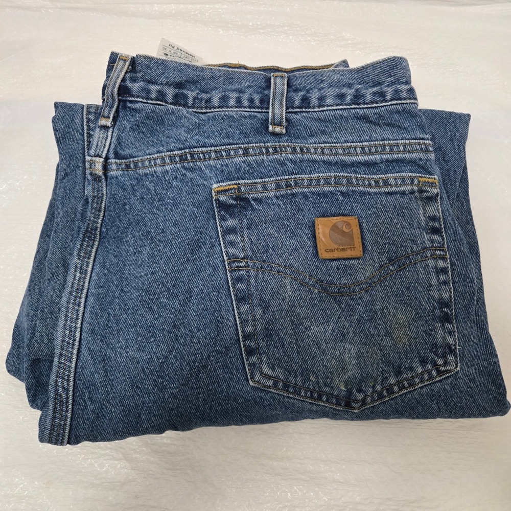 Carhartt B172 DST Flannel Lined Relaxed Fit Jeans Dark Stone Blue 38x30
